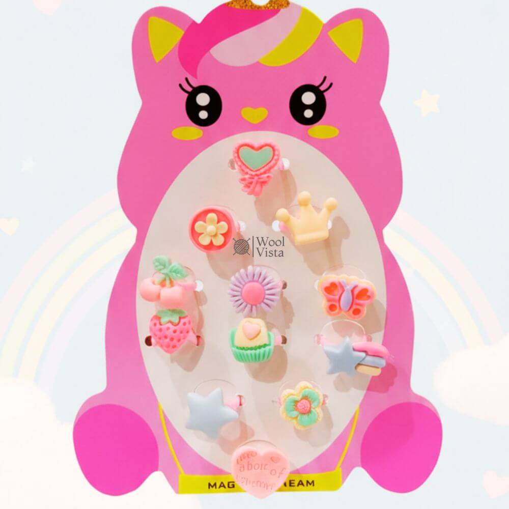 12-PIECE CUTE MIXED-COLOR CANDY HEART RINGS FOR GIRLS – FUN & STYLISH FASHION ACCESSORIES