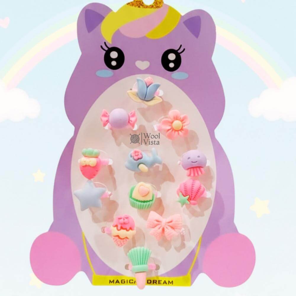 12-PIECE CUTE MIXED-COLOR CANDY HEART RINGS FOR GIRLS – FUN & STYLISH FASHION ACCESSORIES