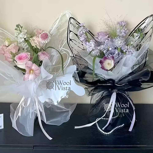 2PCS CRYSTAL BUTTERFLY WRAPPING PAPER – COLORFUL BUTTERFLY BOUQUET PACKAGING SHEETS FOR FLOWER WRAPPING, GIFT PACKAGING & CREATIVE FLORAL PRESENTATION