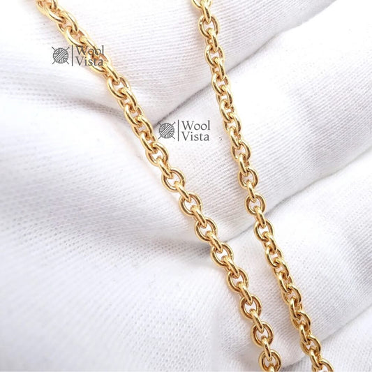 1 METER IMPORTED GOLDEN STAINLESS STEEL CHAIN – DIY JEWELRY MAKING CHAIN FOR NECKLACES, BRACELETS, PENDANTS, HANDMADE ACCESSORIES & CRAFT PROJECTS