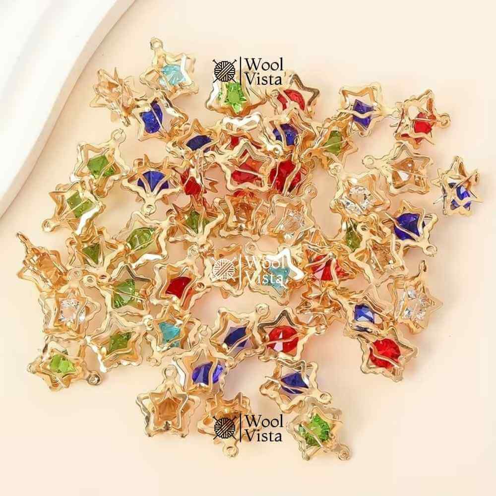 3D COLORFUL STAR-SHAPED PENDANTS – DIY JEWELRY ACCESSORIES - (PACK OF 50)