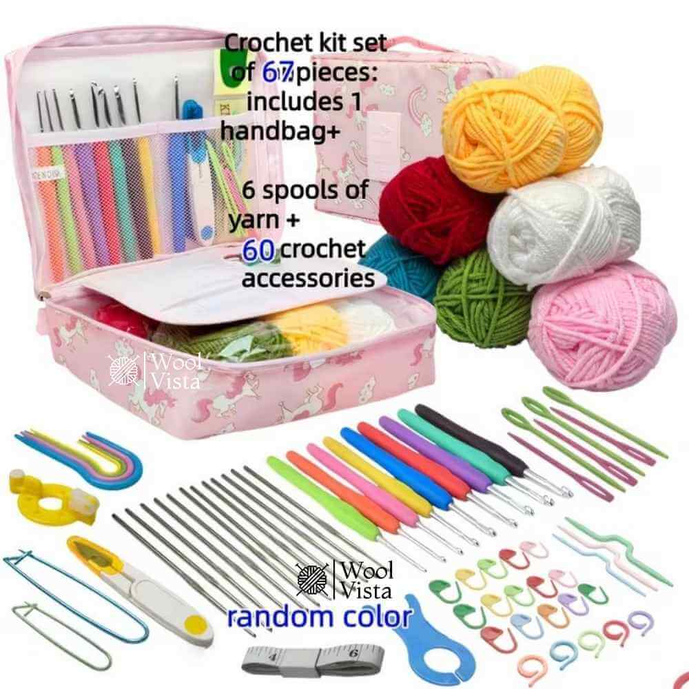 COMPLETE KNITTING & CROCHET TOOL SET WITH PORTABLE STORAGE BAG – DIY NEEDLE & THREAD KIT (67PCS)