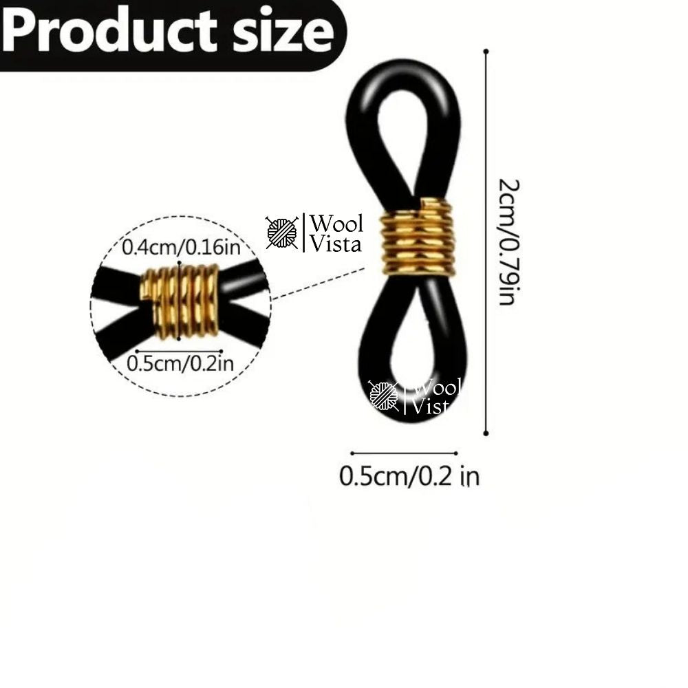 ADJUSTABLE SILICONE EYEGLASS CHAIN CONNECTORS WITH GOLDEN BUCKLES – (40 PCS)
