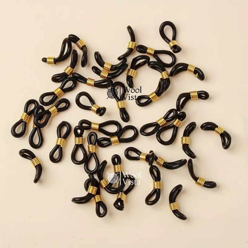 ADJUSTABLE SILICONE EYEGLASS CHAIN CONNECTORS WITH GOLDEN BUCKLES – (40 PCS)