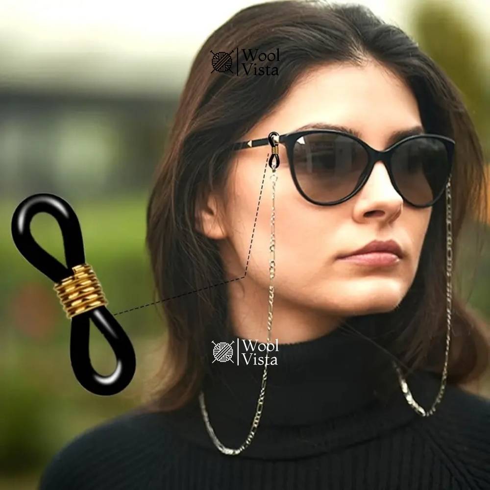 ADJUSTABLE SILICONE EYEGLASS CHAIN CONNECTORS WITH GOLDEN BUCKLES – (40 PCS)