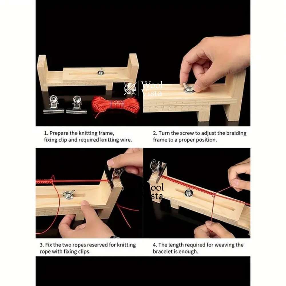 ADJUSTABLE WOODEN PARACORD BRACELET JIG KIT WITH CLIPS – DIY FRIENDSHIP BRACELET MAKER