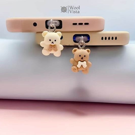 ADORABLE 3D BEAR PHONE DUST PLUG CHARMS – UNIVERSAL HEADPHONE & CHARGING PORT PROTECTOR (SET OF 3)