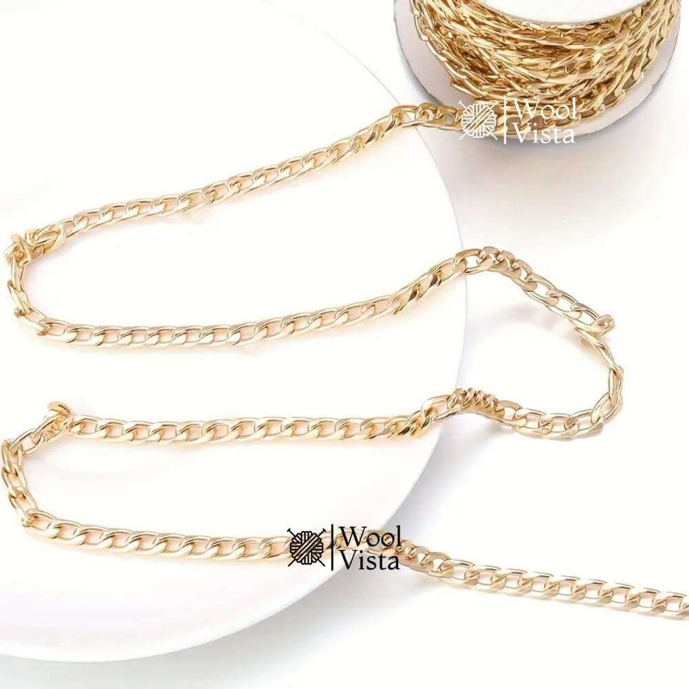 ALUMINIUM ALLOY CHAIN 1 YARD – GOLD & SILVER PLATED CHAINS FOR DIY JEWELLERY, BRACELETS, NECKLACES & ACCESSORIES