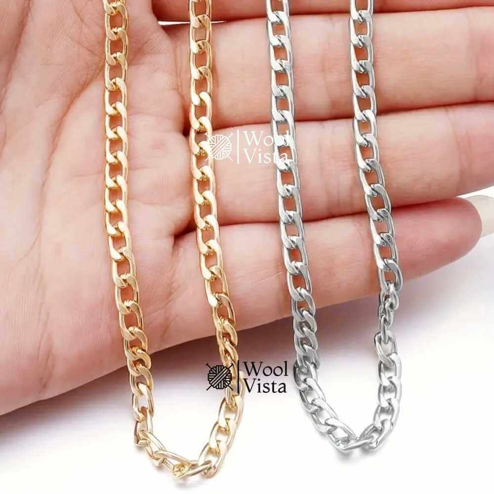 ALUMINIUM ALLOY CHAIN 1 YARD – GOLD & SILVER PLATED CHAINS FOR DIY JEWELLERY, BRACELETS, NECKLACES & ACCESSORIES