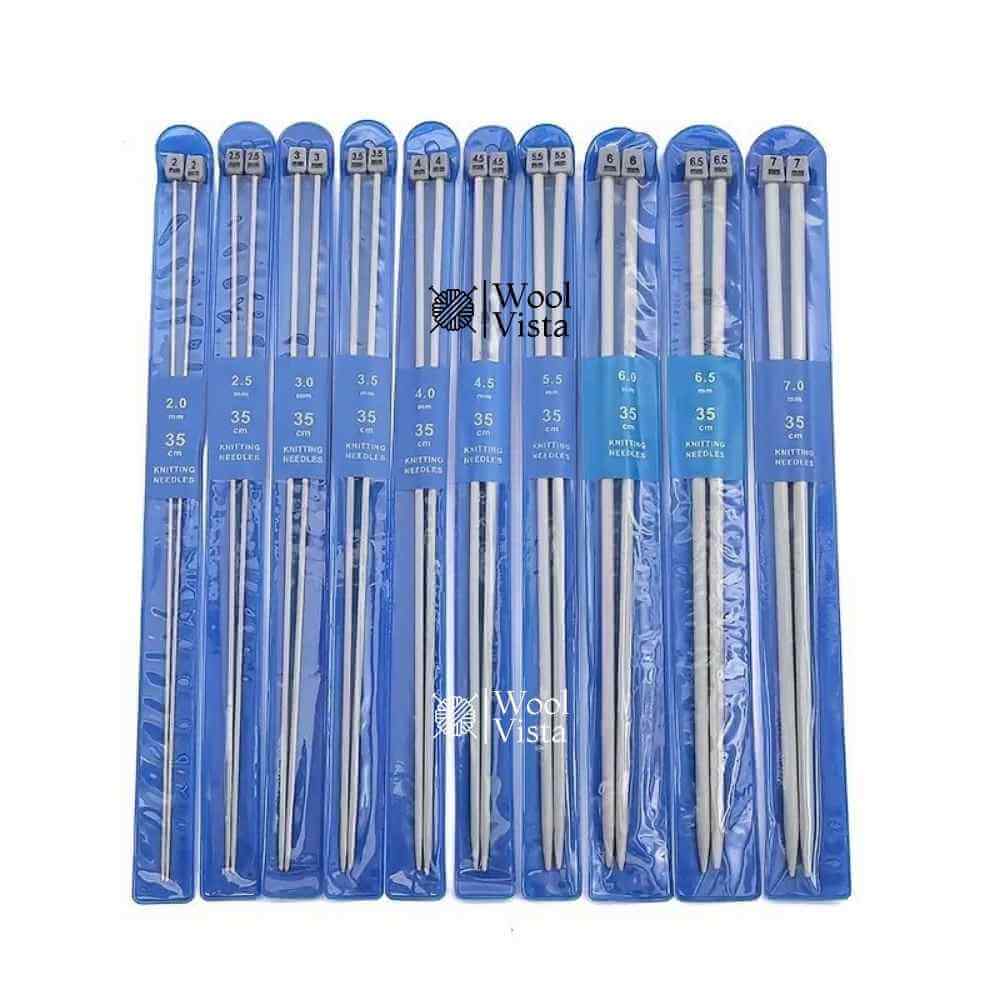 ALUMINIUM KNITTING NEEDLES – (SET OF 2) STRAIGHT NEEDLES