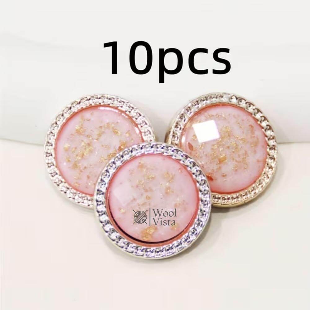 VINTAGE GOLDEN FOIL RESIN PLASTIC BUTTONS - (PACK OF 10)