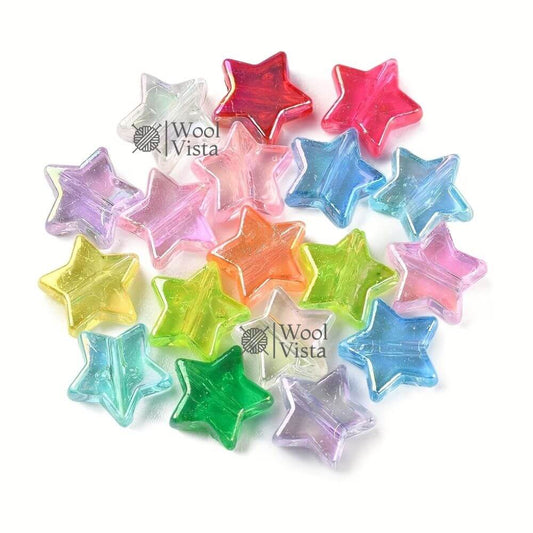 100PCS COLORFUL ACRYLIC PENTAGRAM STAR BEADS – PLATED STAR SPACER BEADS FOR DIY BRACELETS, NECKLACES, JEWELRY MAKING, PHONE CHARMS & HANDMADE CRAFTS