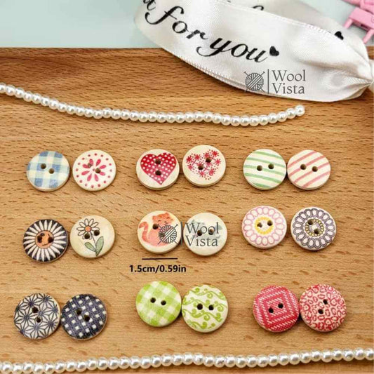 COLORFUL WOODEN BUTTONS – NATURAL WOOD CRAFT BUTTONS FOR SEWING, DIY CRAFTS, SCRAPBOOKING, KNITTING, CROCHET, FESTIVAL DECORATIONS, HANDMADE ACCESSORIES & CRAFT PROJECTS