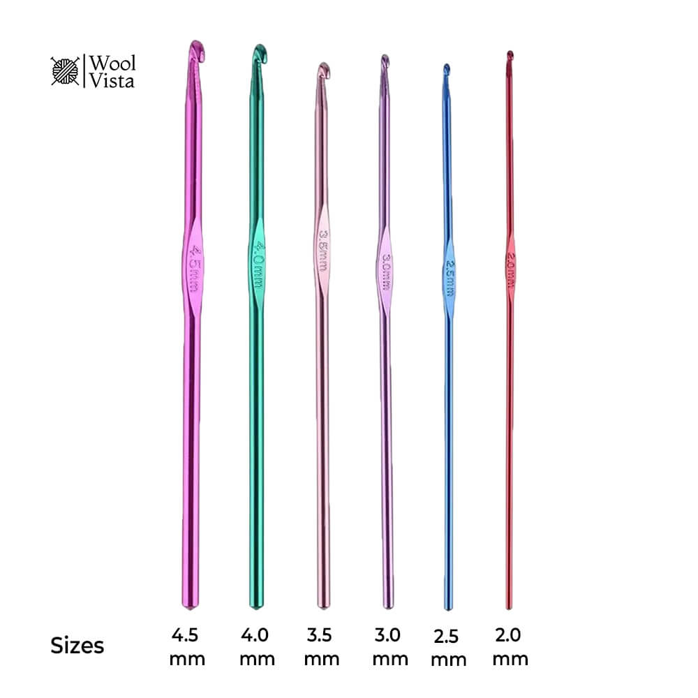 ALUMINIUM CROCHET HOOK SET - (PACK OF 6)