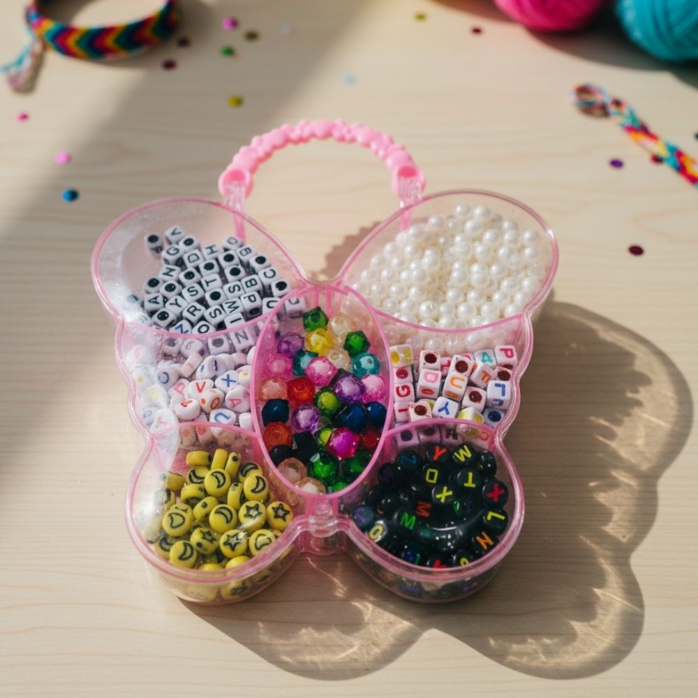 BUTTERFLY-SHAPED BEAD BOX – COLORFUL DIY JEWELRY MAKING KIT WITH ALPHABET, PEARL & DECORATIVE BEADS