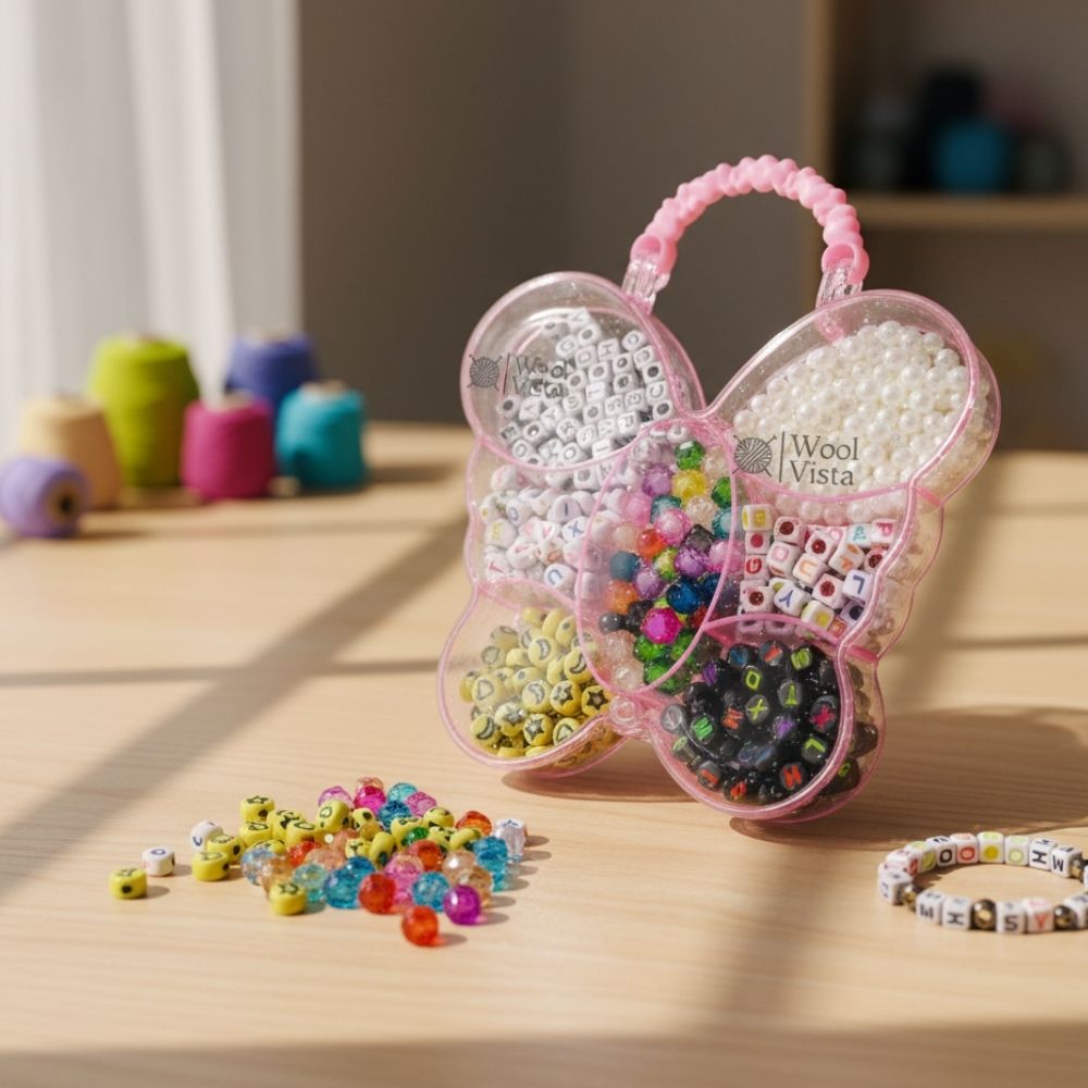 BUTTERFLY-SHAPED BEAD BOX – COLORFUL DIY JEWELRY MAKING KIT WITH ALPHABET, PEARL & DECORATIVE BEADS