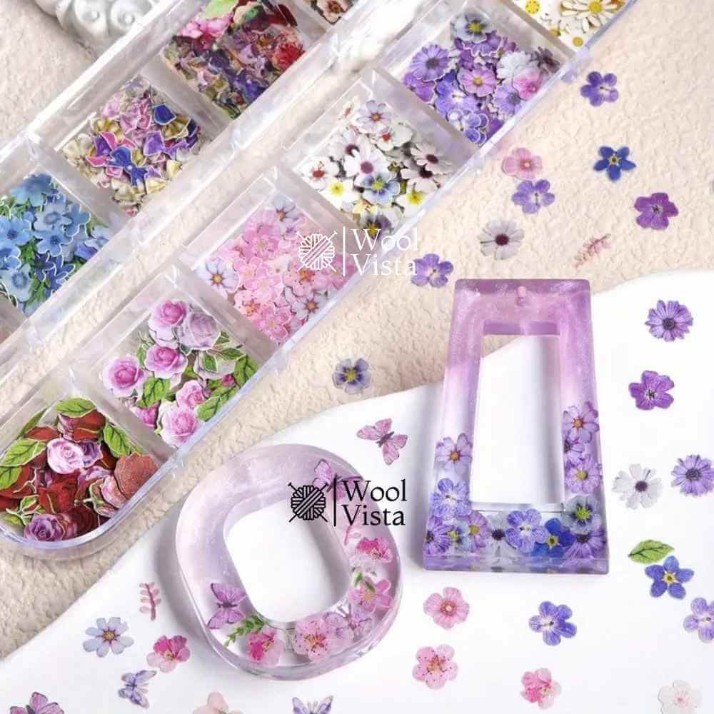 BUTTERFLY & FLORAL EPOXY RESIN CHIPS – MIXED COLOR WOOD PULP FILLERS FOR DIY JEWELRY, RESIN ART, PHONE CASE & KEYCHAIN CRAFTS