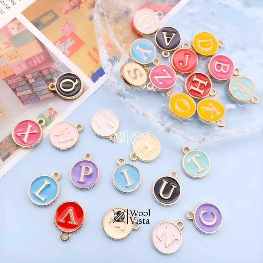 COLORFUL ALPHABET CHARM SET – OIL DROP LETTER PENDANTS FOR DIY JEWELRY MAKING