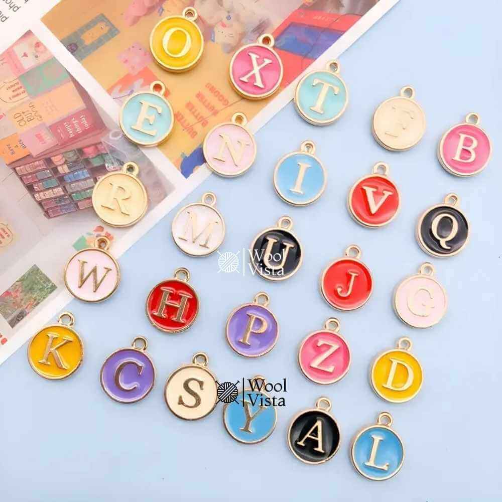 COLORFUL ALPHABET CHARM SET – OIL DROP LETTER PENDANTS FOR DIY JEWELRY MAKING