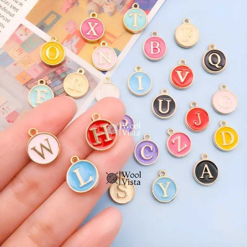 COLORFUL ALPHABET CHARM SET – OIL DROP LETTER PENDANTS FOR DIY JEWELRY MAKING