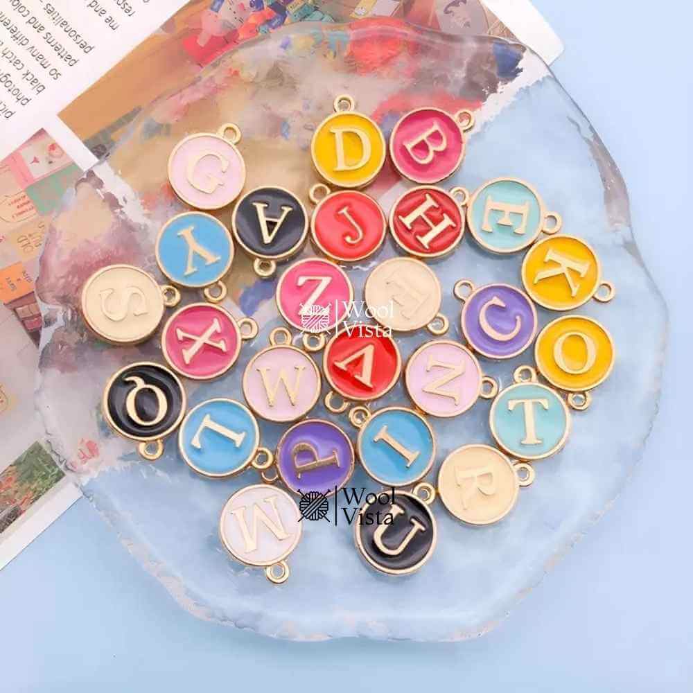 COLORFUL ALPHABET CHARM SET – OIL DROP LETTER PENDANTS FOR DIY JEWELRY MAKING