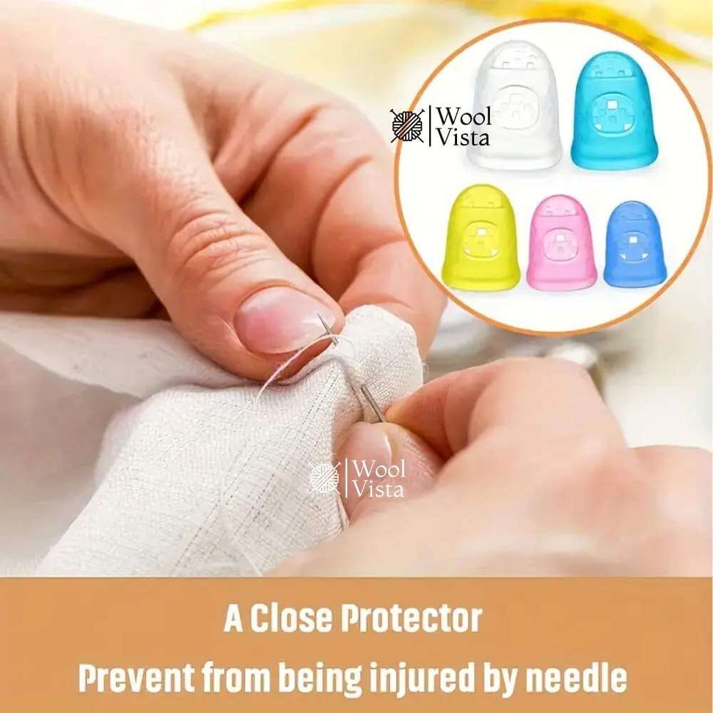 COLORFUL SILICONE THIMBLE SET – BREATHABLE FINGER PROTECTORS FOR SEWING, QUILTING & DIY CRAFTS (5 PCS)