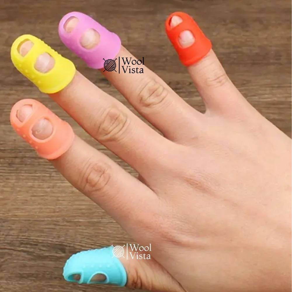 COLORFUL SILICONE THIMBLE SET – BREATHABLE FINGER PROTECTORS FOR SEWING, QUILTING & DIY CRAFTS (5 PCS)
