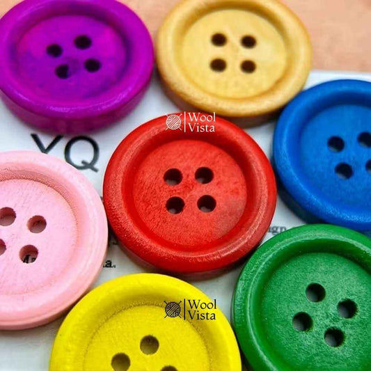 COLORFUL WOODEN BUTTONS 20MM– MIXED DIY CRAFT & SEWING BUTTONS FOR CLOTHING, BAGS & HOME DECOR (PACK OF 10)