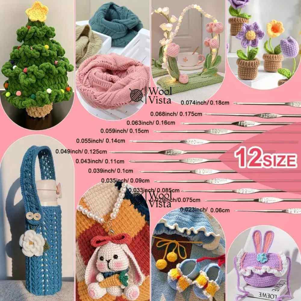 COMPLETE CROCHET STARTER KIT WITH YARN, HOOKS, NEEDLES & TOOLS – BEGINNER FRIENDLY SET WITH STORAGE BAG
