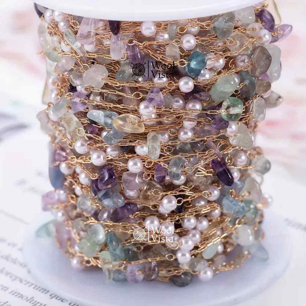 GLASS CRYSTAL BEAD COPPER CHAIN – FOR DIY NECKLACE, BRACELET & JEWELRY MAKING