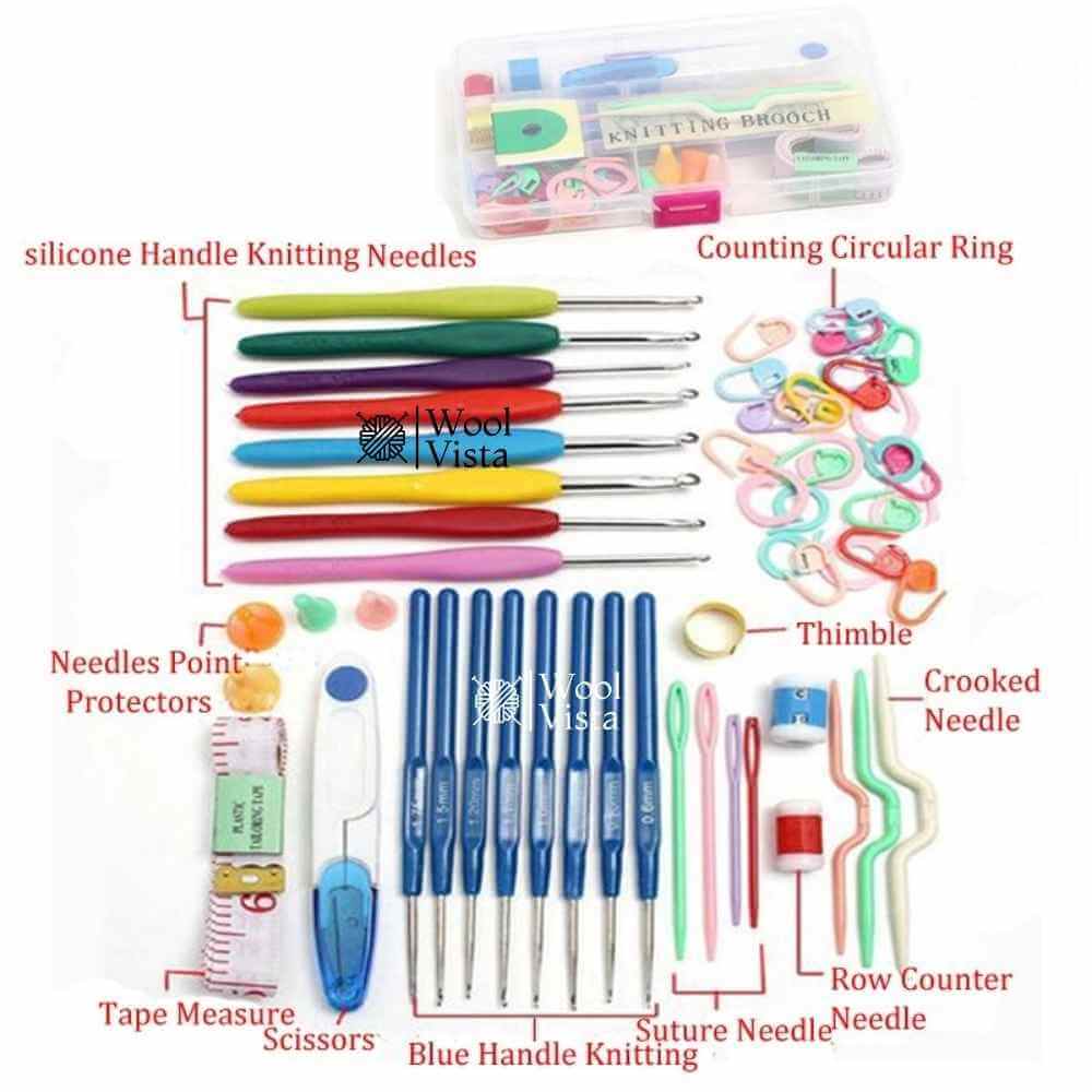 CROCHET HOOK SET WITH CASE – ERGONOMIC HOOKS & KNITTING ACCESSORIES KIT (52 PIECES)