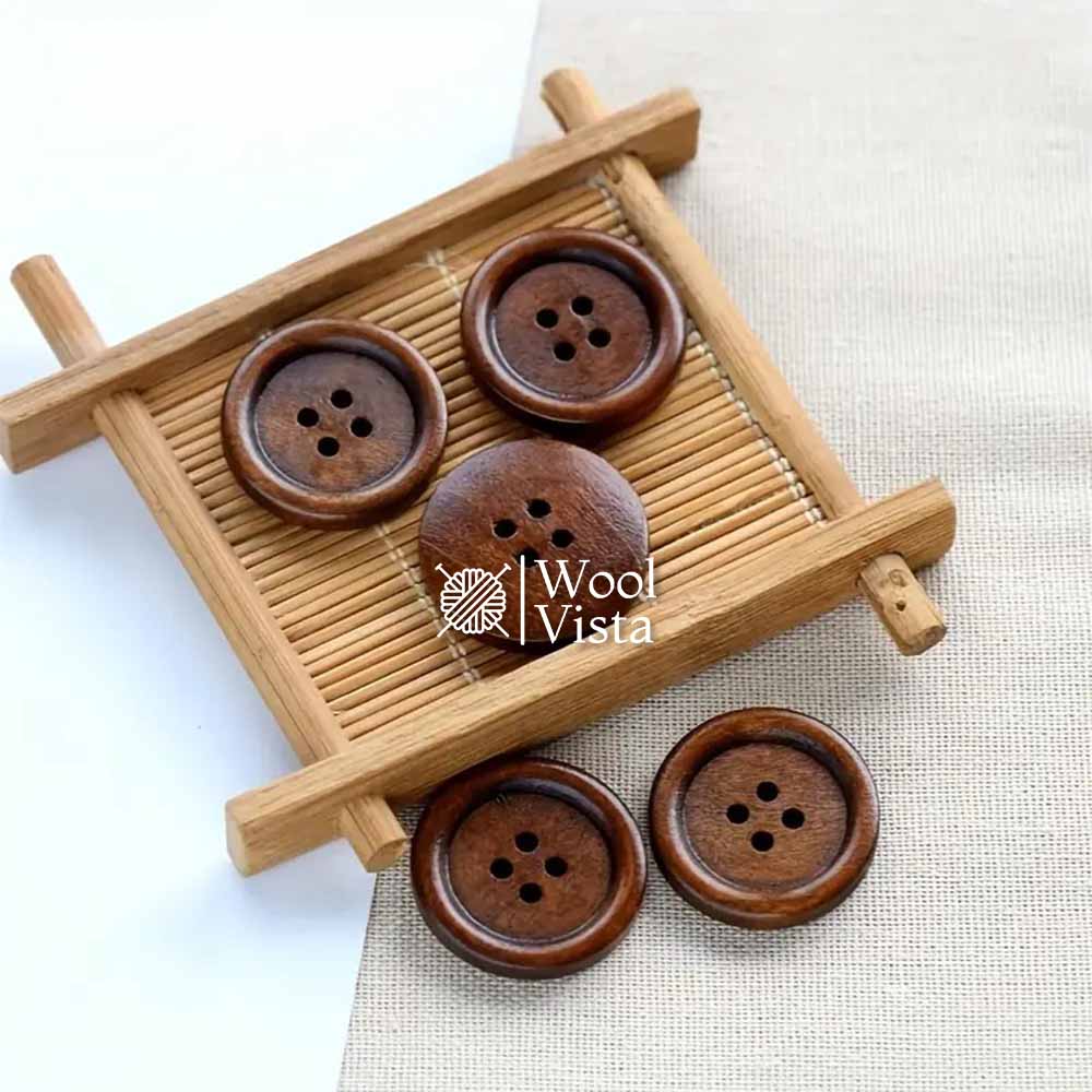 COFFEE WOOD BUTTONS - (PACK OF 10)