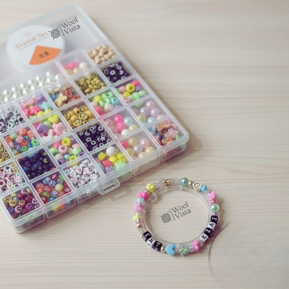 COLORFUL BEADS JEWELRY MAKING KIT – 1200+ MIXED BEADS WITH ELASTIC STRING (0.8MM) FOR DIY BRACELETS, NECKLACES & CRAFT ACCESSORIES