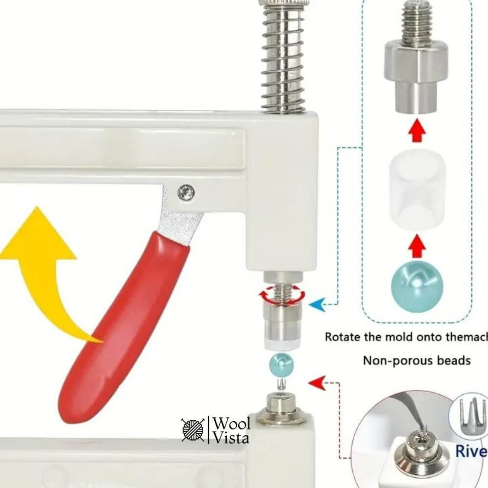 DIY PEARL RIVET MACHINE KIT – HAND PRESS BEAD TOOL FOR CLOTHES, JEWELRY AND ACCESSORIES DECORATION