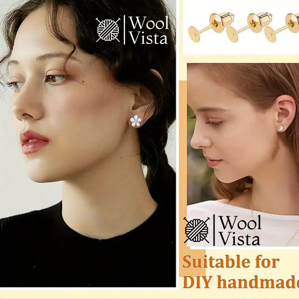 EAR STUD BASES (12 PAIRS) – DIY JEWELRY FINDINGS FOR EARRINGS, CRAFTS & ACCESSORIES