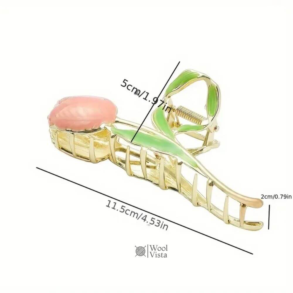 ELEGANT TULIP FLOWER HAIR CLAW CLIP – CHIC FLORAL DESIGN, ZINC ALLOY MATERIAL, DUAL-LAYER ELECTROPLATING FOR LONG-LASTING SHINE, MEETS EU SAFETY STANDARDS (1 PAIR)