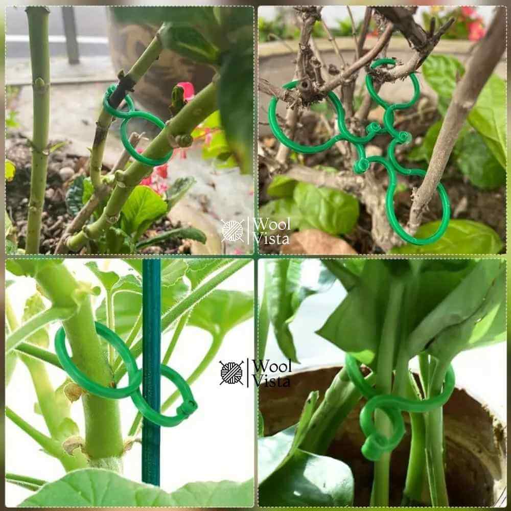 GARDEN PLANT SUPPORT CLIPS – GREEN PLASTIC CLIPS FOR CLIMBING PLANTS, TOMATOES & VEGETABLE VINES (20 PIECES)