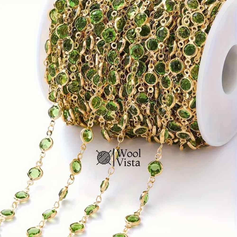 GLASS CRYSTAL BEAD COPPER CHAIN – FOR DIY NECKLACE, BRACELET & JEWELRY MAKING