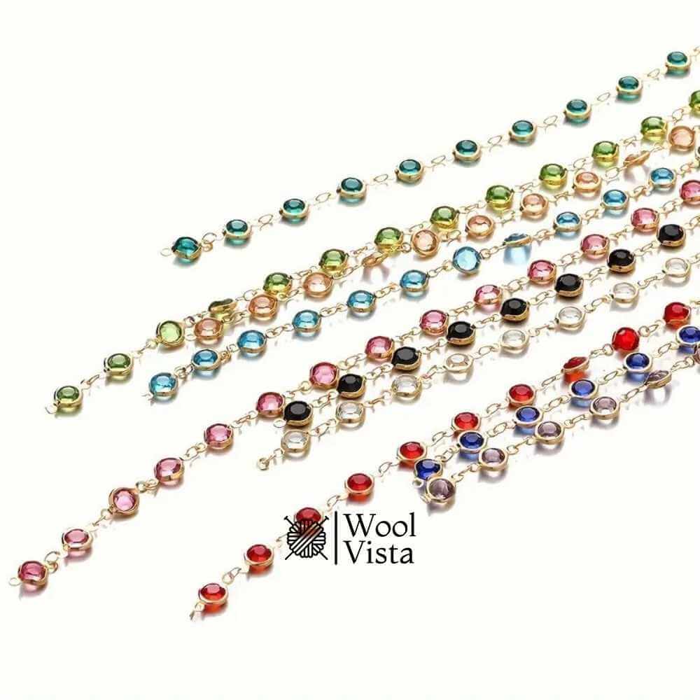 GLASS CRYSTAL BEAD COPPER CHAIN – FOR DIY NECKLACE, BRACELET & JEWELRY MAKING