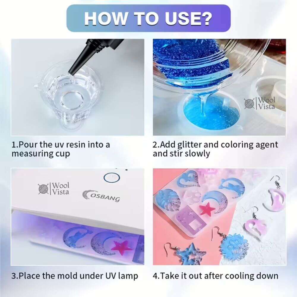 HIGH-QUALITY UV EPOXY RESIN – TRANSPARENT, NON-TOXIC HARD TYPE RESIN FOR SILICONE MOLDS, JEWELRY CASTING, COATING & DIY CRAFTS
