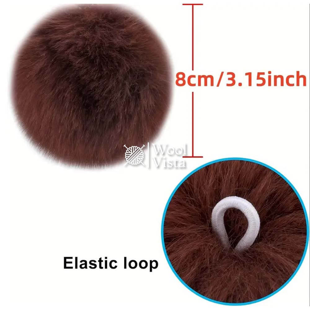 RABBIT FUR PLUSH POM POM BALL - PACK OF 2