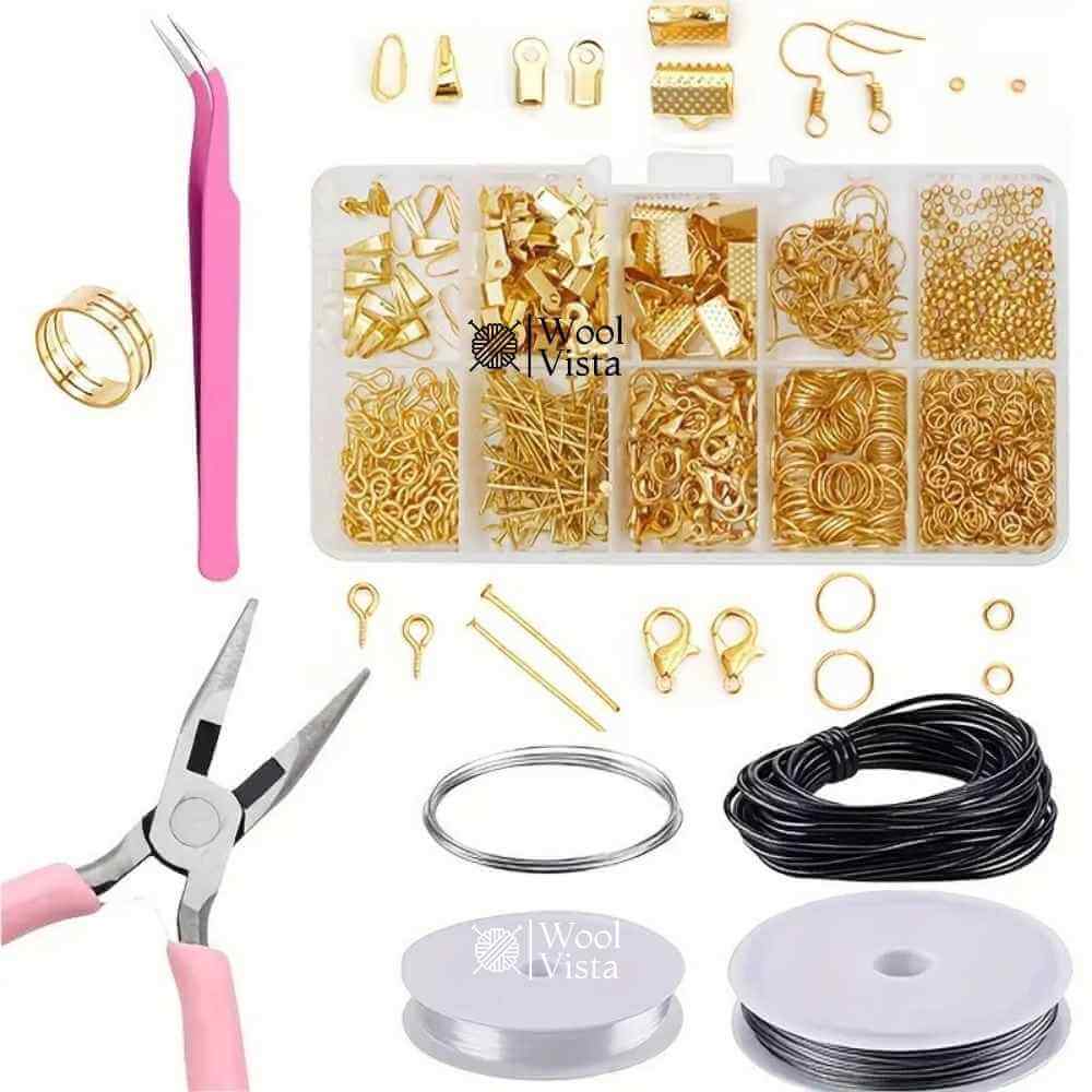 JEWELRY MAKING STARTER KIT WITH TOOLS – SILVER & GOLDEN ALLOY ACCESSORIES - 900 PIECES