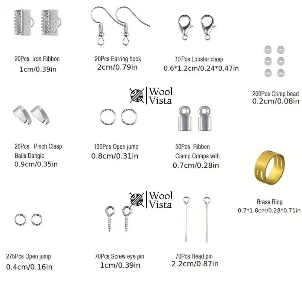 JEWELRY MAKING STARTER KIT WITH TOOLS – SILVER & GOLDEN ALLOY ACCESSORIES - 900 PIECES