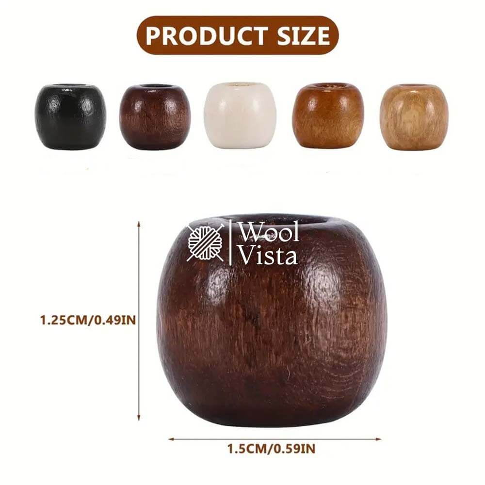 LARGE HOLE WOODEN BEADS - (PACK OF 50)