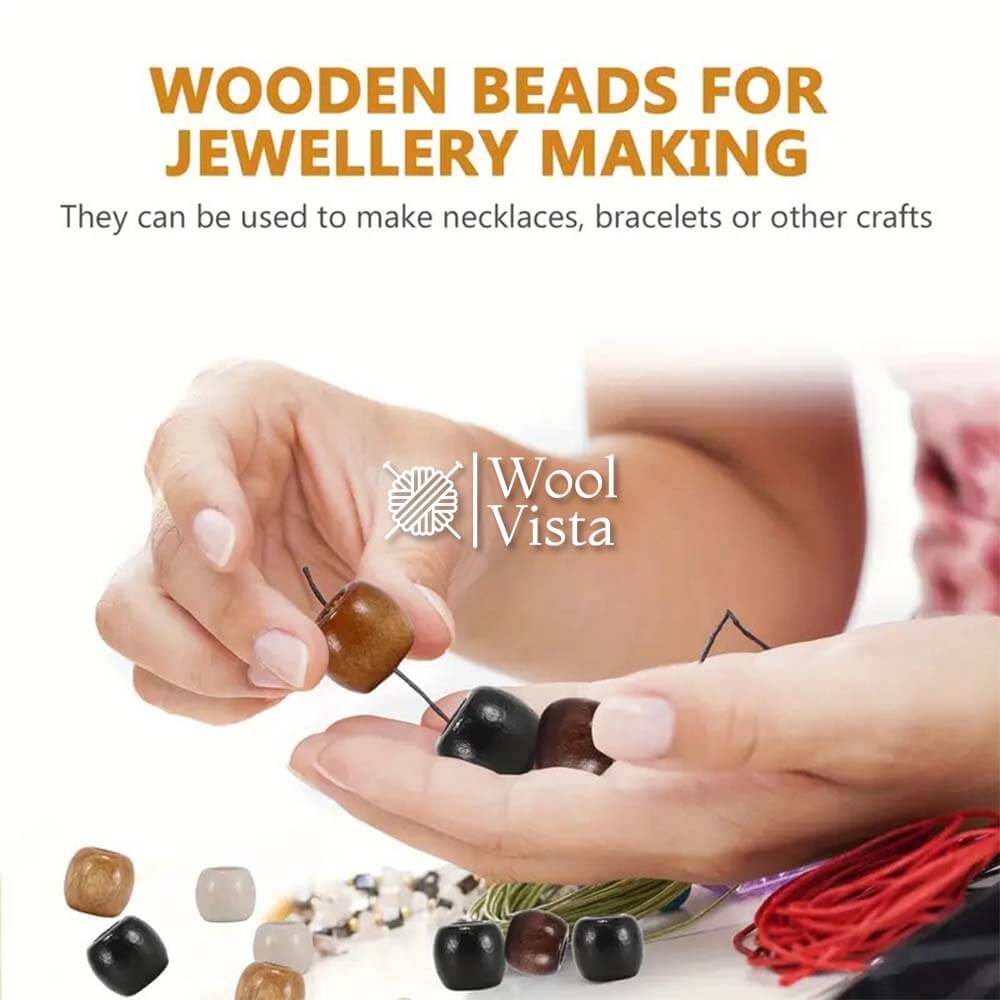 LARGE HOLE WOODEN BEADS - (PACK OF 50)