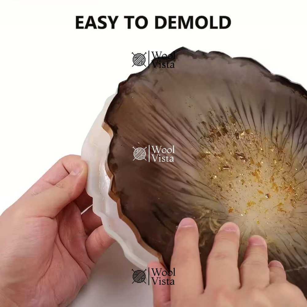 LARGE ROUND GEODE RESIN TRAY MOLD – IRREGULAR SILICONE SERVING & COASTER MOLD FOR DIY ART & HOME DECOR