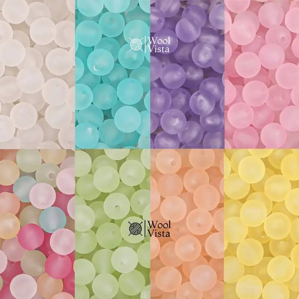 MATTE TRANSPARENT ACRYLIC BEADS – COLORFUL ROUND LOOSE BEADS STRAND