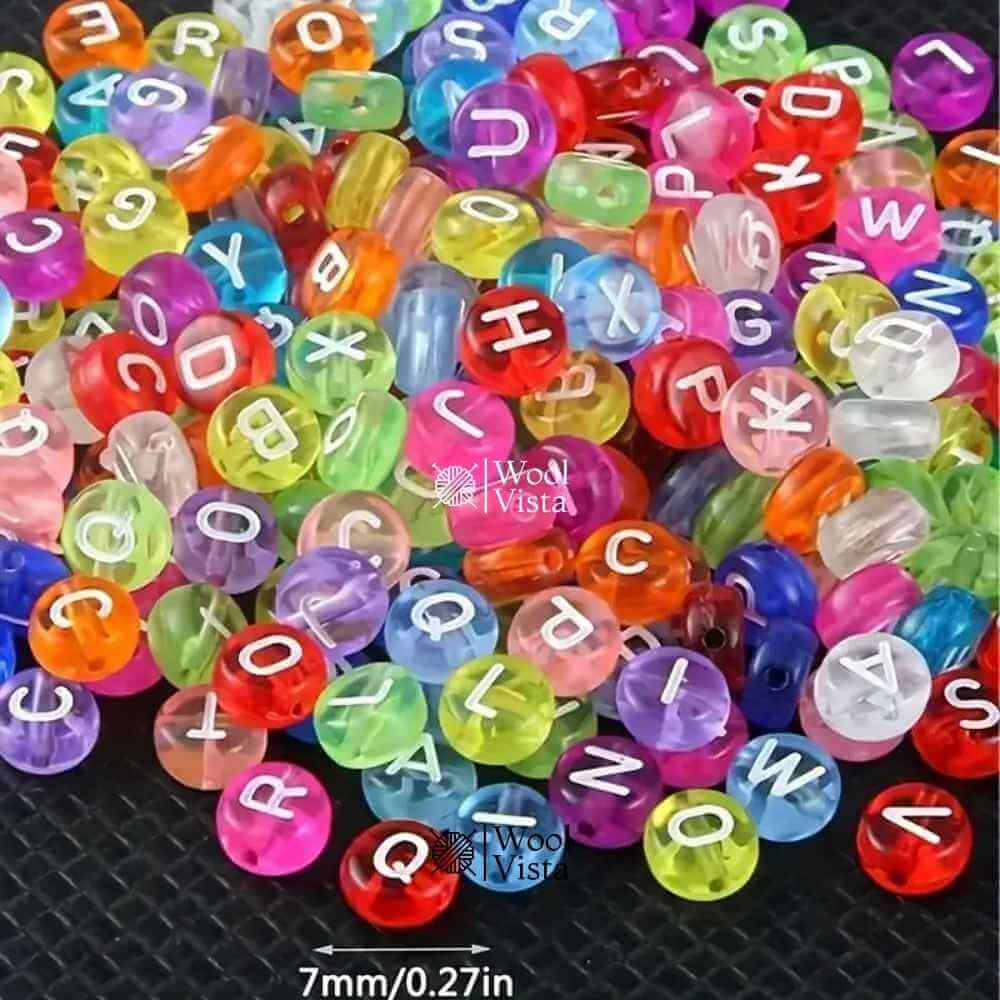 MULTICOLOR ALPHABET LETTER BEADS – ACRYLIC ROUND BEADS FOR DIY JEWELRY & CRAFTS