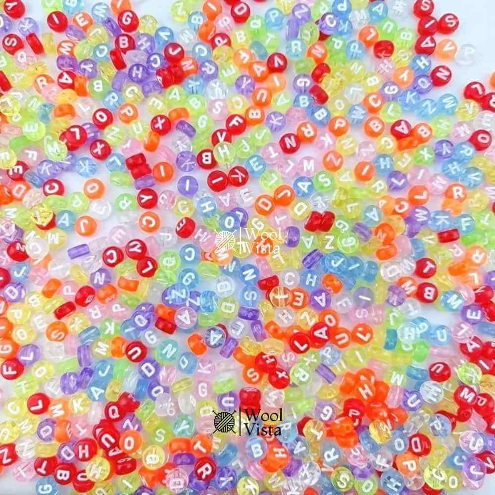 MULTICOLOR ALPHABET LETTER BEADS – ACRYLIC ROUND BEADS FOR DIY JEWELRY & CRAFTS
