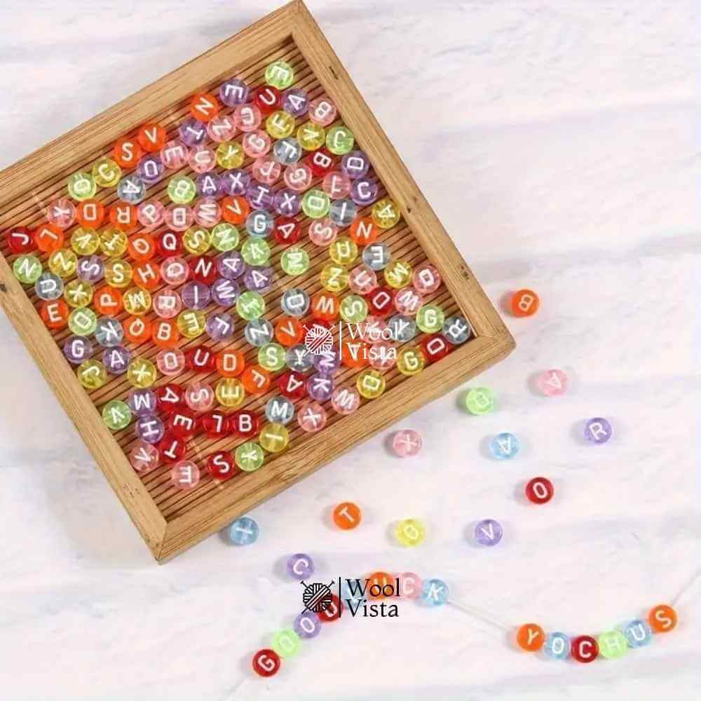 MULTICOLOR ALPHABET LETTER BEADS – ACRYLIC ROUND BEADS FOR DIY JEWELRY & CRAFTS